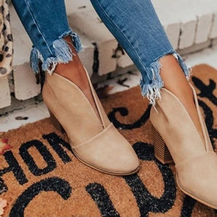 Havenholt Slip-On Ankle Boots with Stacked Heel and Almond Toe
