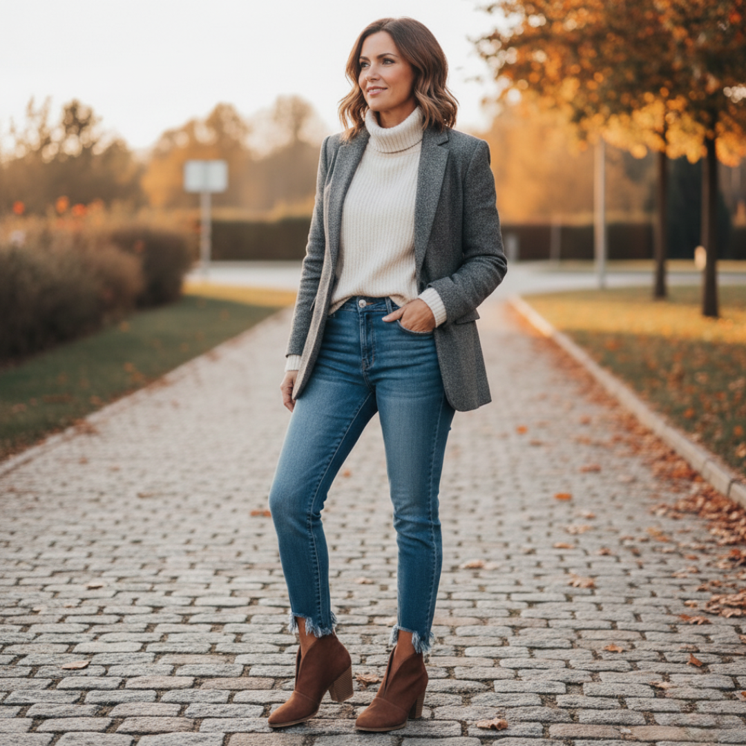 Havenholt Slip-On Ankle Boots with Stacked Heel and Almond Toe