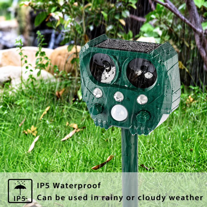 Animal Repeller Solar Powered Ultrasonic 360 Degrees Coverage