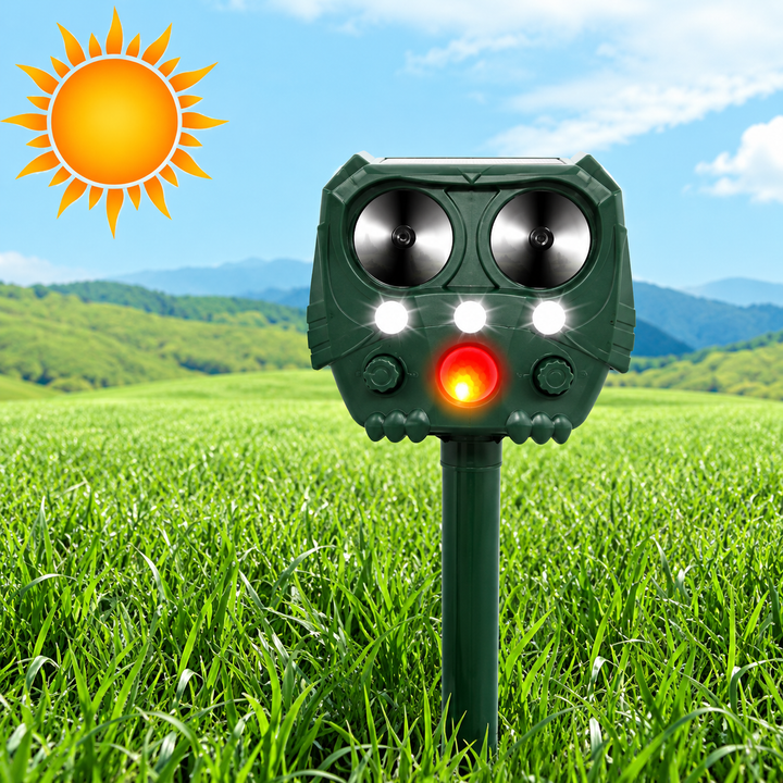 Animal Repeller Solar Powered Ultrasonic 360 Degrees Coverage