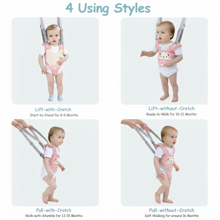 Baby Walking Harness, Adjustable Toddler Walker Assistant Belt with Detachable Crotch Support for 9 to 24 Months