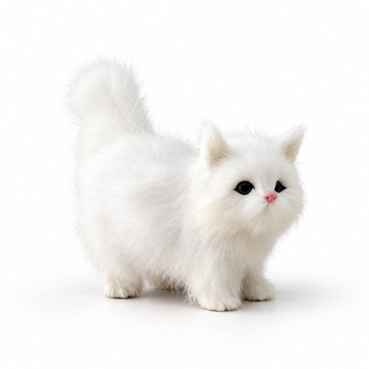 Black and White Plush Cat with Lifelike Features