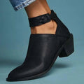 Havenholt Block Heel Ankle Boots with Side Zip and Braided Strap