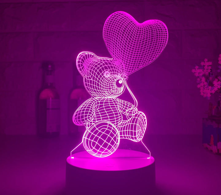 Glowing 3D teddy bear acrylic night light