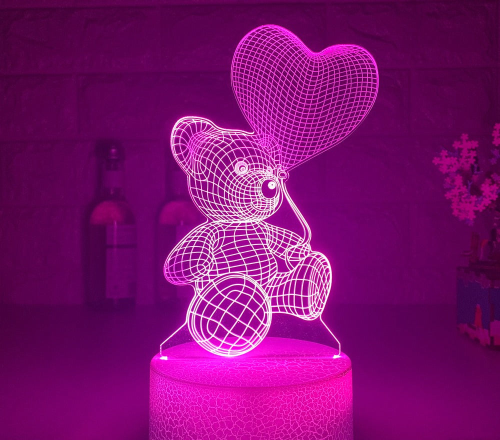 Glowing 3D teddy bear acrylic night light