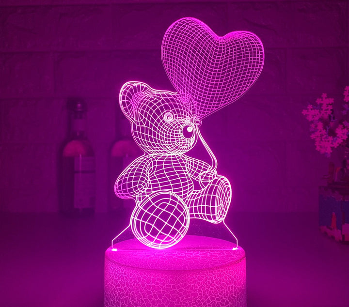 Glowing 3D teddy bear acrylic night light