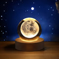 Havenholt Moon Crystal Ball Lamp with Wooden Base
