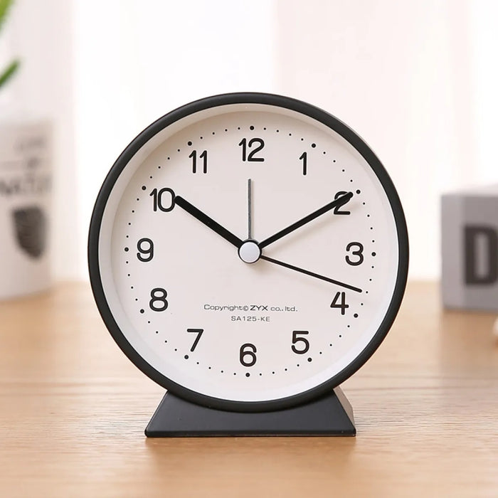 Compact Analog Alarm Clock with Silent Second Hand and Yellow Night Light