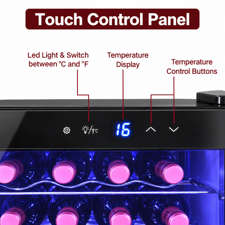 Compact Wine Fridge with Digital Touch Controls