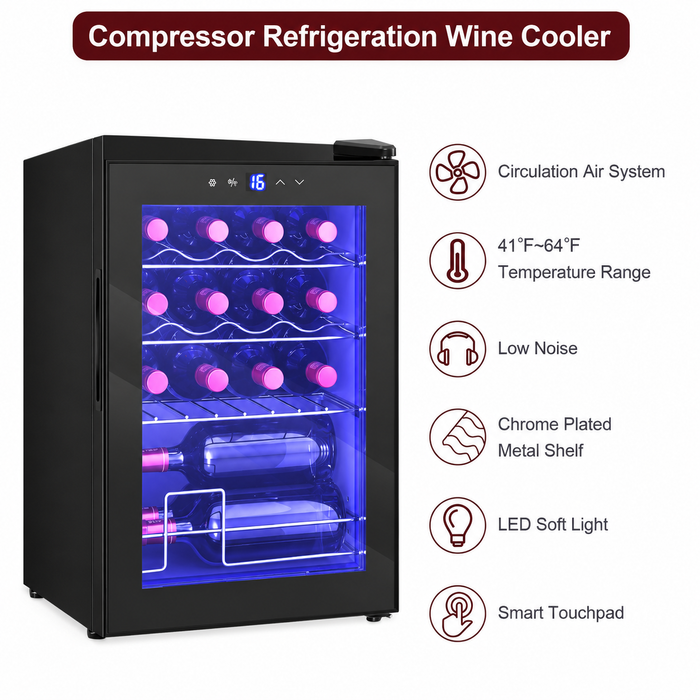 Compact Wine Fridge with Digital Touch Controls