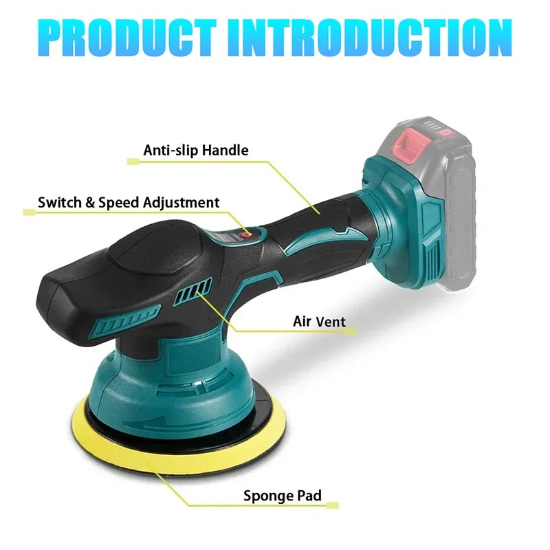 Cordless Orbital Buffer Polisher with Variable Speed and Multiple Foam Pads