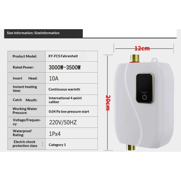 Electric Instant Water Heater with Digital Display and Wall Mount