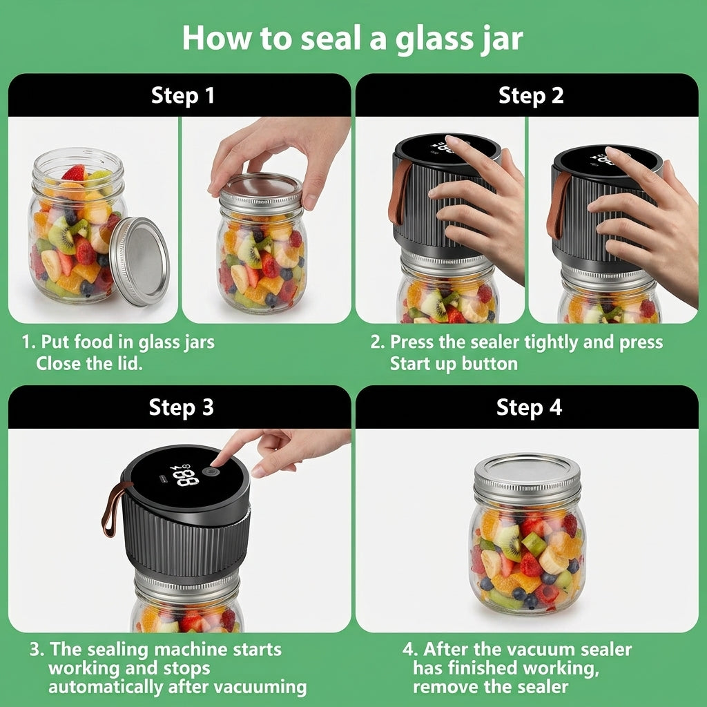 Electric Mason Jar Vacuum Sealer with LED Display