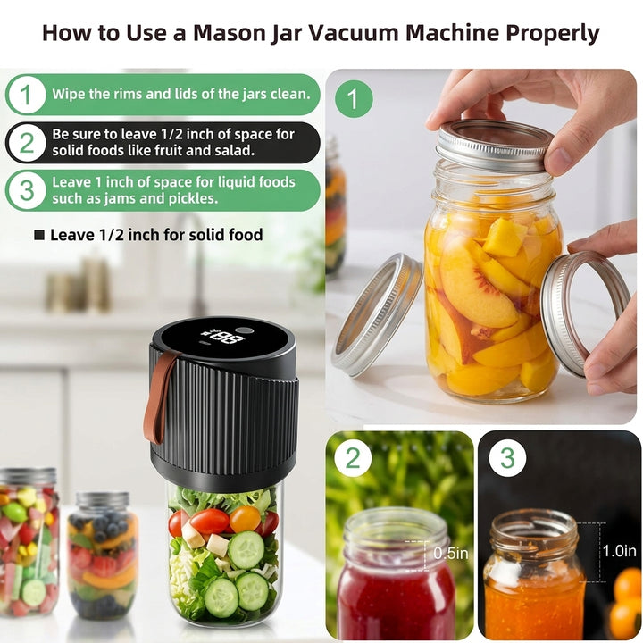 Electric Mason Jar Vacuum Sealer with LED Display
