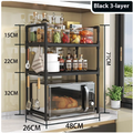 Expandable 3 Tier Microwave Stand for Countertop with 6 Utensil Hooks