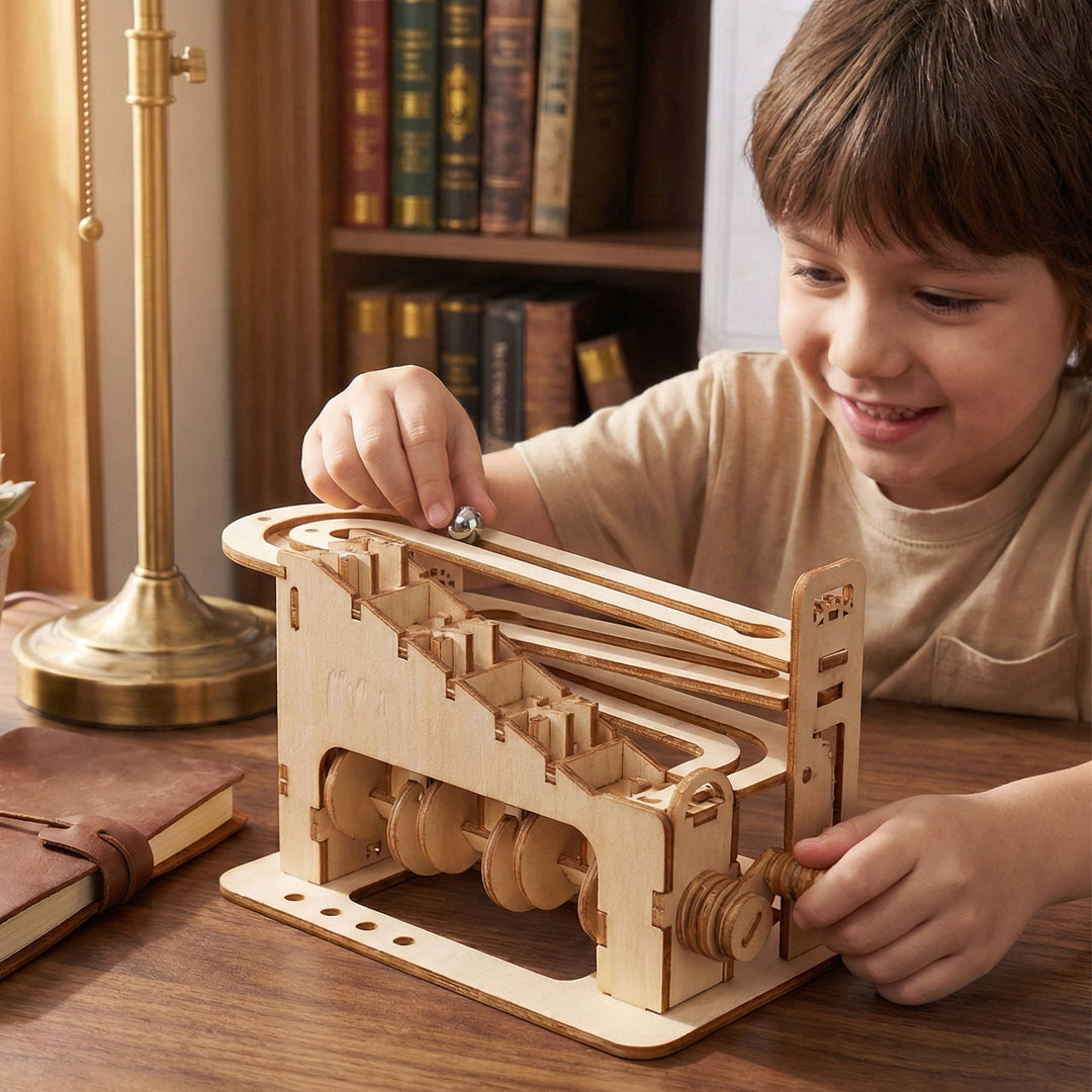 Havenholt Wooden Marble Run 3D Puzzle Kit with Working Gears