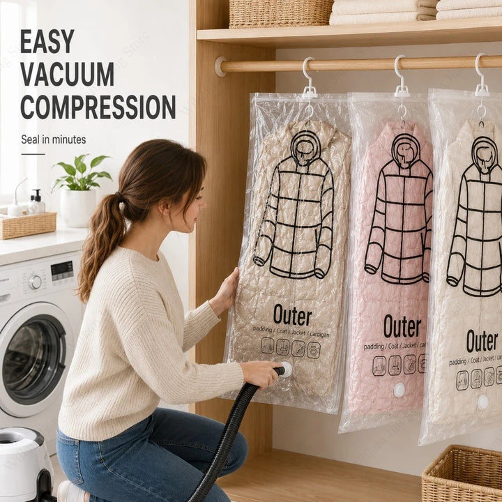 Hanging Vacuum Storage Bags, Set of 4