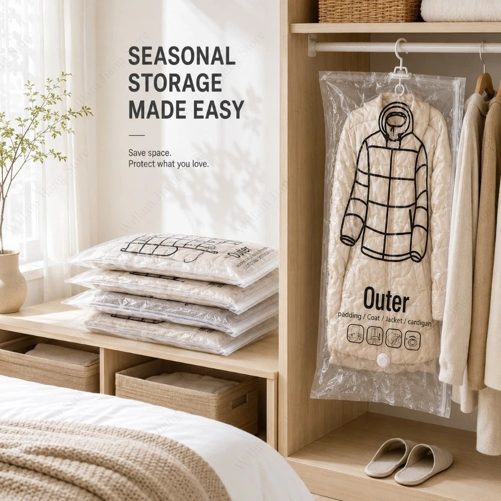 Hanging Vacuum Storage Bags, Set of 4