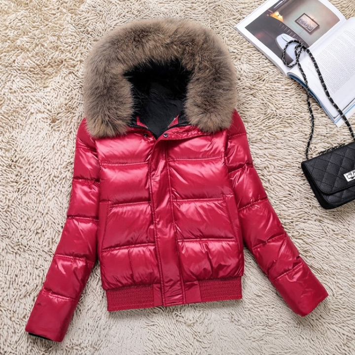 Kids Puffer Jacket with Faux Fur Hood and Ribbed Hem