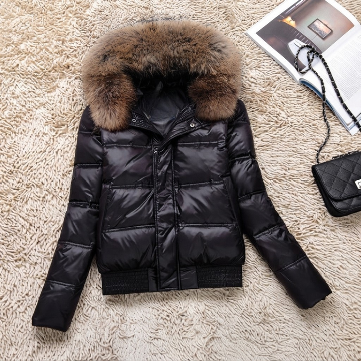Kids Puffer Jacket with Faux Fur Hood and Ribbed Hem