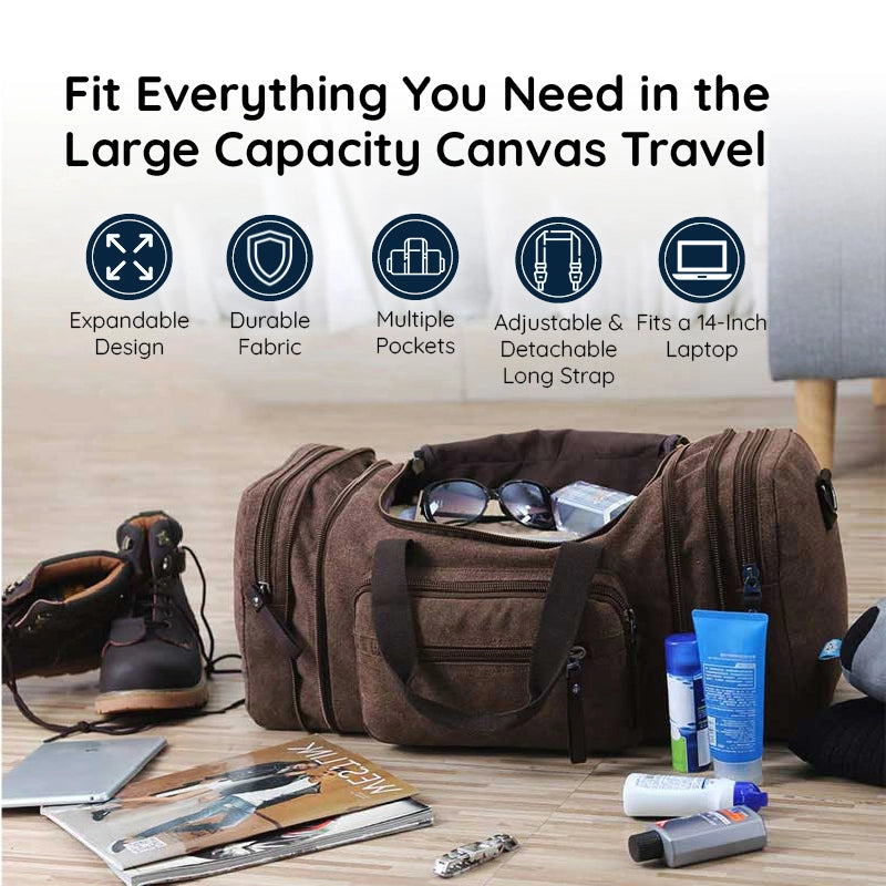 Havenholt Expandable Canvas Holdall with Laptop Pocket