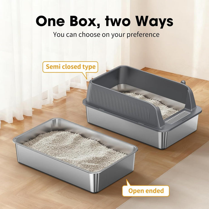 Large Enclosed Cat Litter Box with Flip Top Lid and Leak Prevention, 28-Liter Capacity