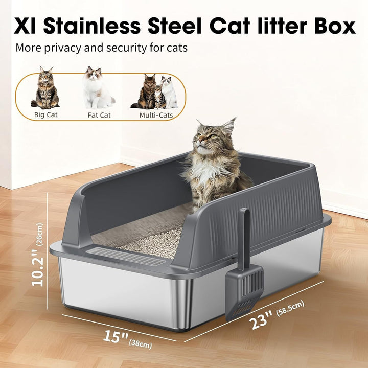 Large Enclosed Cat Litter Box with Flip Top Lid and Leak Prevention, 28-Liter Capacity