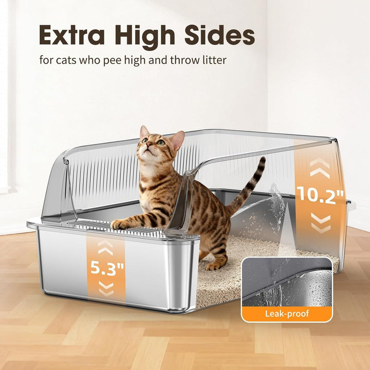 Large Enclosed Cat Litter Box with Flip Top Lid and Leak Prevention, 28-Liter Capacity