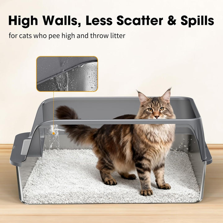 Large Enclosed Cat Litter Box with Flip Top Lid and Leak Prevention, 28-Liter Capacity