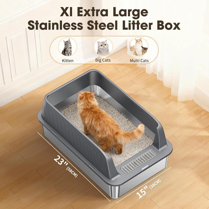 Large Enclosed Cat Litter Box with Flip Top Lid and Leak Prevention, 28-Liter Capacity