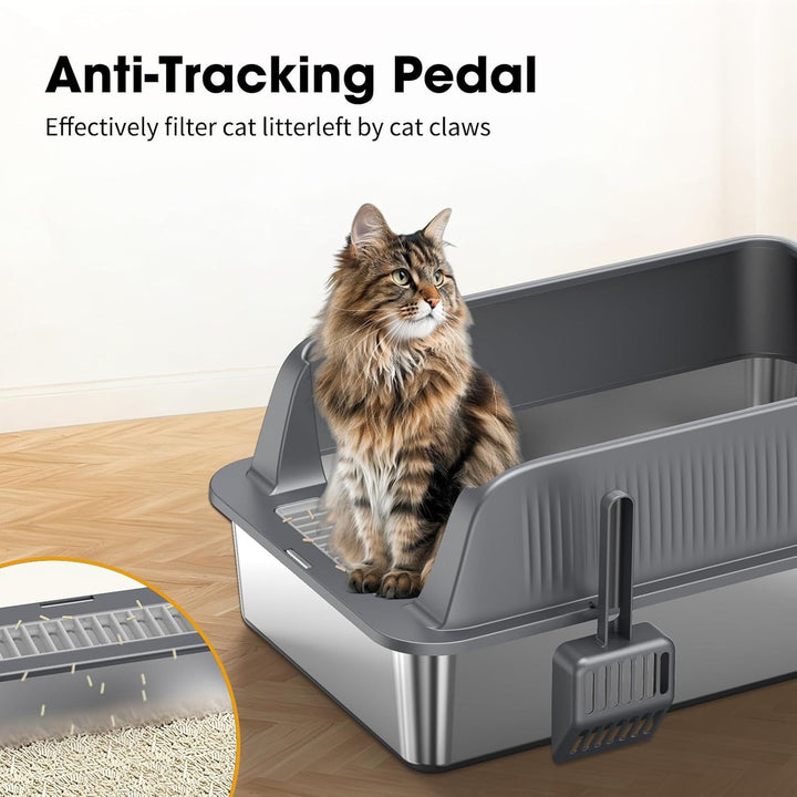 Large Enclosed Cat Litter Box with Flip Top Lid and Leak Prevention, 28-Liter Capacity