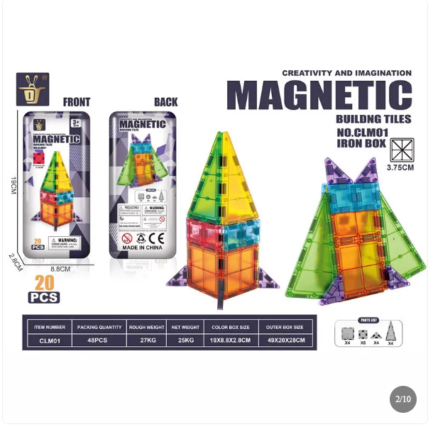 Magnetic Building Tiles Set for Kids with Creative Construction Pieces