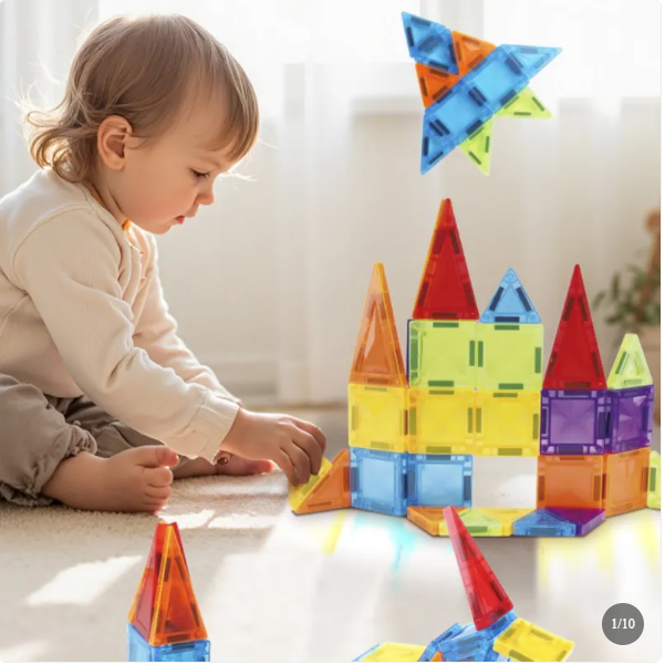 Magnetic Building Tiles Set for Kids with Creative Construction Pieces