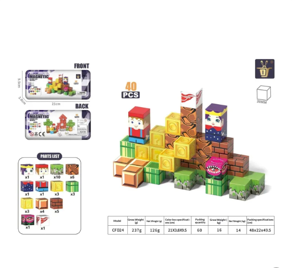 Magnetic Building Tiles Set for Kids with Creative Construction Pieces