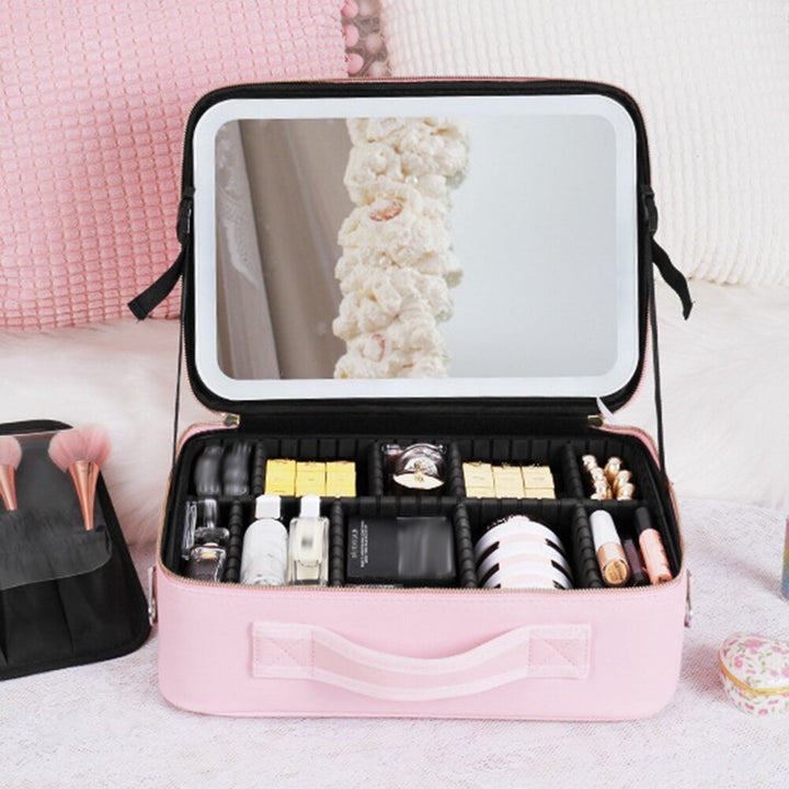 Havenholt Makeup Organiser Case with Adjustable LED Mirror