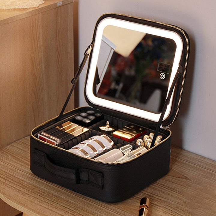 Havenholt Makeup Organiser Case with Adjustable LED Mirror