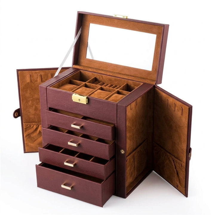 Multi-Level jewellery Organizer with Mirror and Locking Mechanism