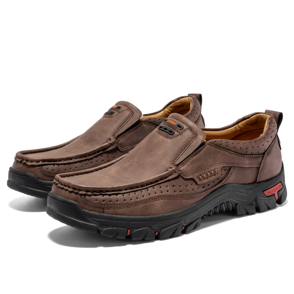 Orthopaedic Ankle Boots with Arch Support and Slip-Resistant Sole, Black Leather