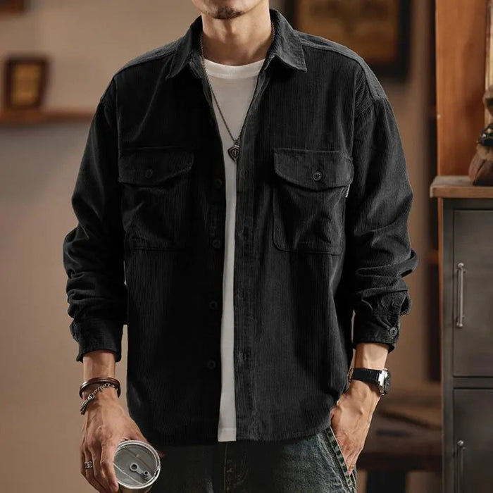 Ribbed Cotton Outerwear and Mens Corduroy Jacket with Textured Fabric Finish