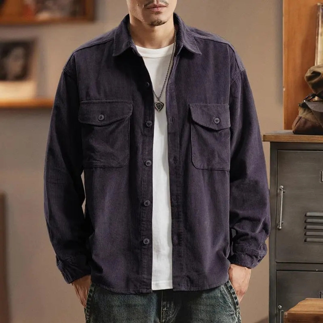 Ribbed Cotton Outerwear and Mens Corduroy Jacket with Textured Fabric Finish