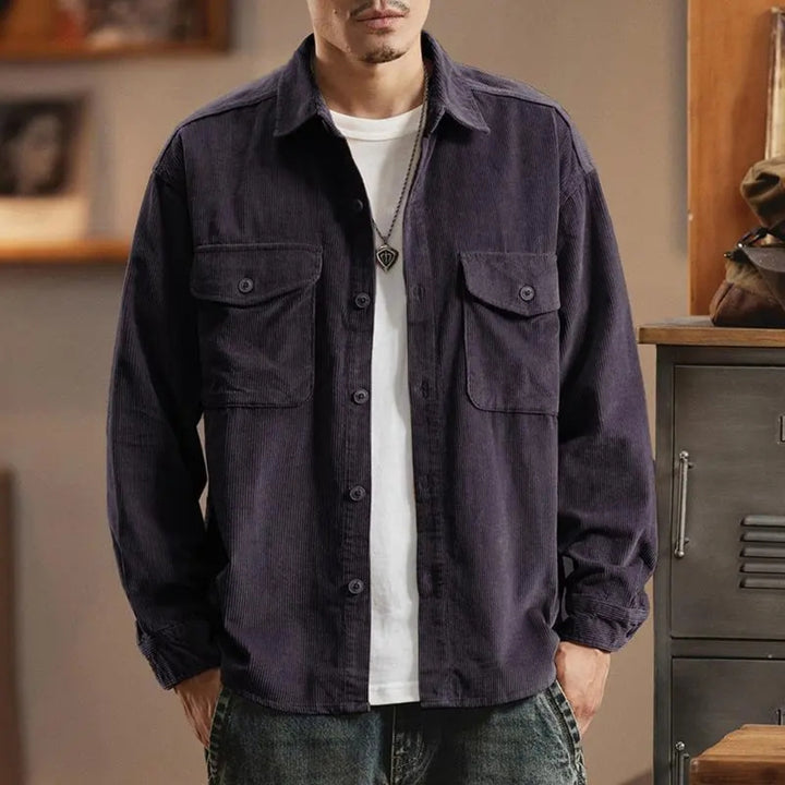 Ribbed Cotton Outerwear and Mens Corduroy Jacket with Textured Fabric Finish