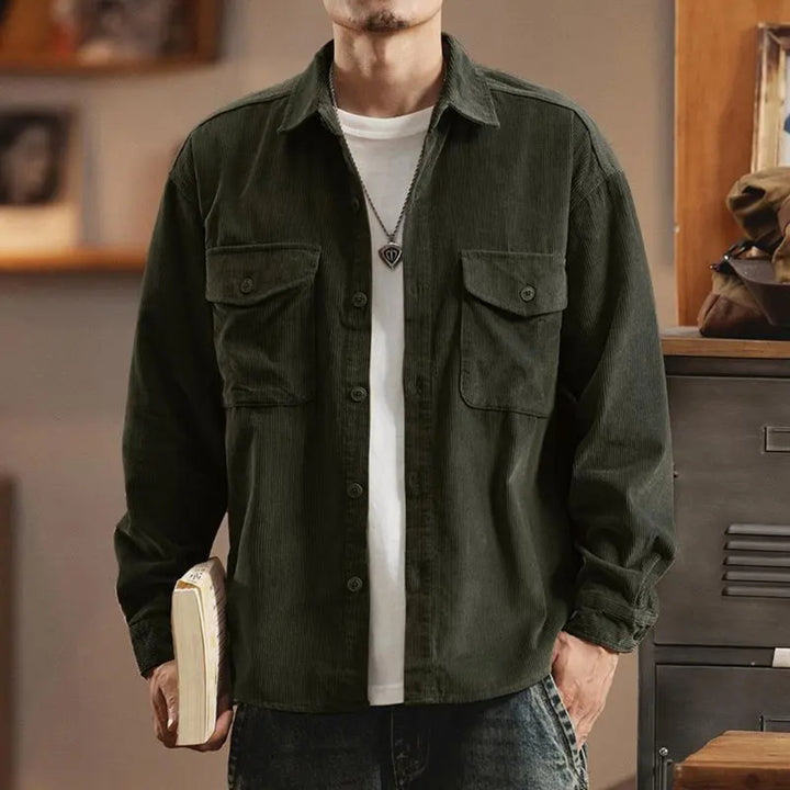Ribbed Cotton Outerwear and Mens Corduroy Jacket with Textured Fabric Finish
