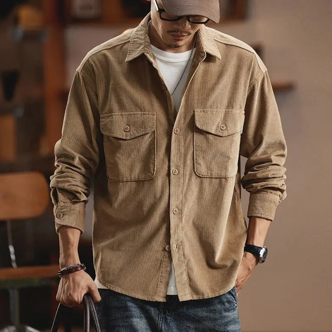 Ribbed Cotton Outerwear and Mens Corduroy Jacket with Textured Fabric Finish