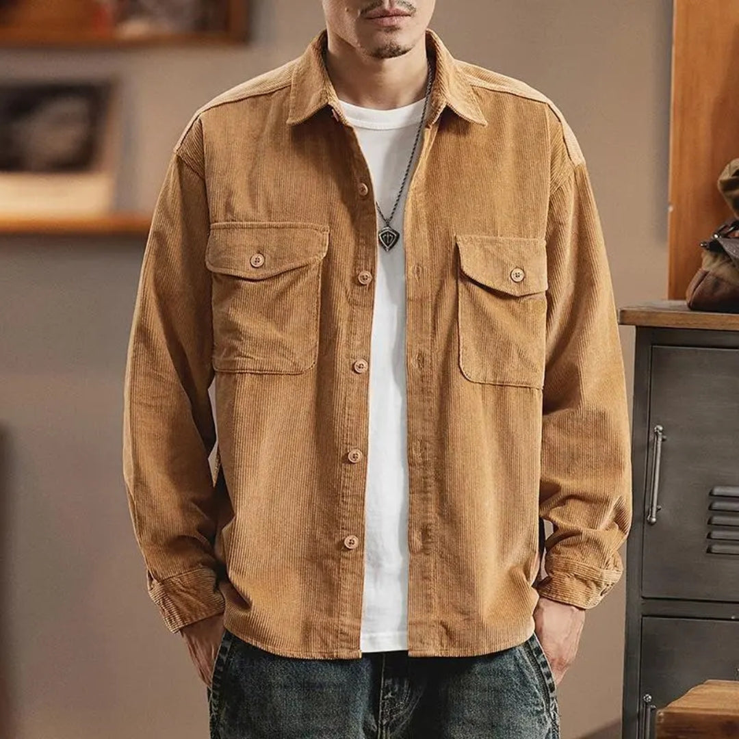 Ribbed Cotton Outerwear and Mens Corduroy Jacket with Textured Fabric Finish