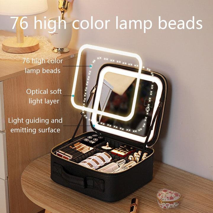 Havenholt Makeup Organiser Case with Adjustable LED Mirror