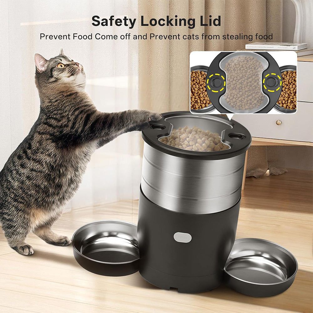 Smart WiFi Automatic Cat Feeder with Two Stainless Steel Bowls