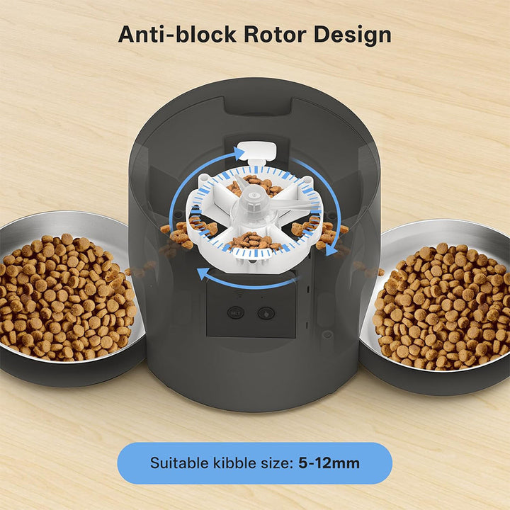 Smart WiFi Automatic Cat Feeder with Two Stainless Steel Bowls