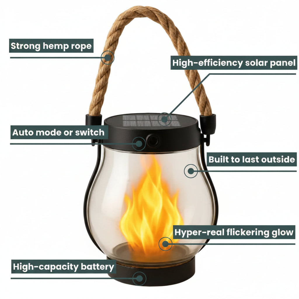 Havenholt Flame Lantern with Dusk Sensor