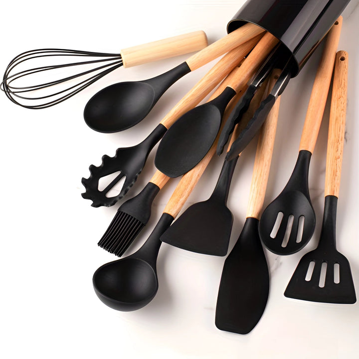 Havenholt 12 Piece Silicone Utensil Set with Bamboo Handles