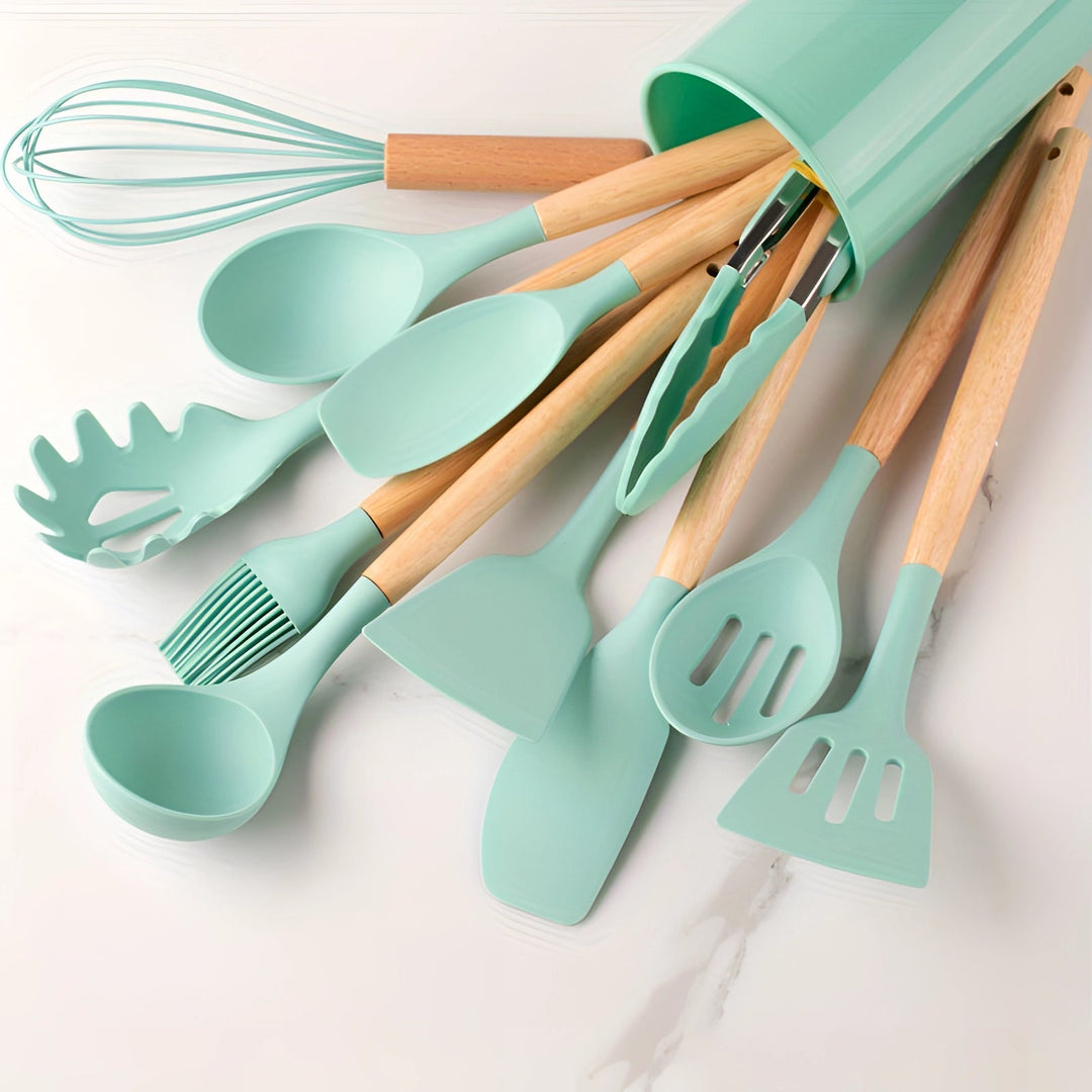 Havenholt 12 Piece Silicone Utensil Set with Bamboo Handles
